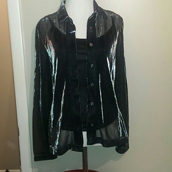 VTG 90s Sheer Retro Glitter Blouse/Tank Liner NWT - Picture 1 of 8